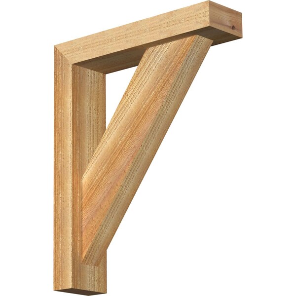Ekena Millwork Traditional Block Rough Sawn Bracket w/ Offset Brace, Western Red Cedar, 4"W x 16"D x 20"H BKT0402X16X20TRA05RWR - main